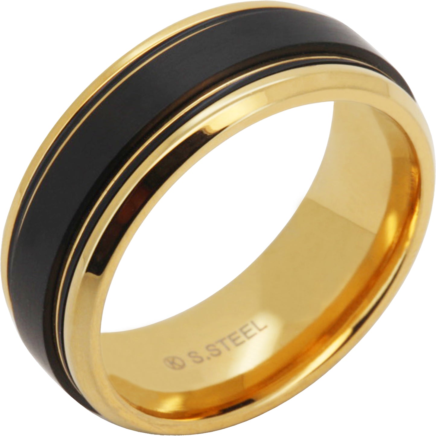 8mm Black Inlay Band Ring Size 8