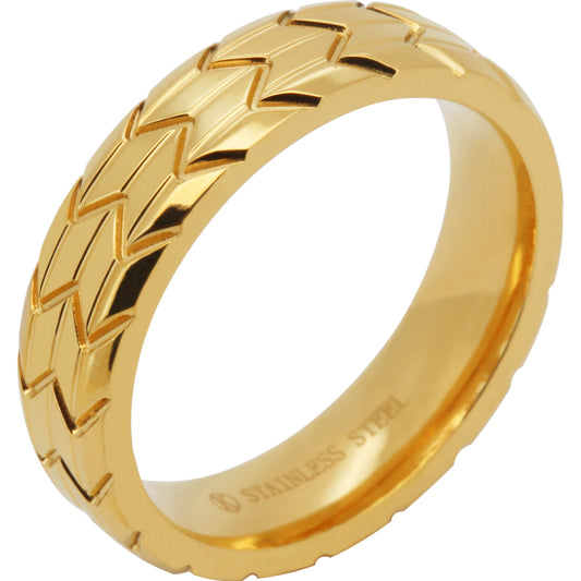 6mm Chevron Pattern Band Ring Size 8