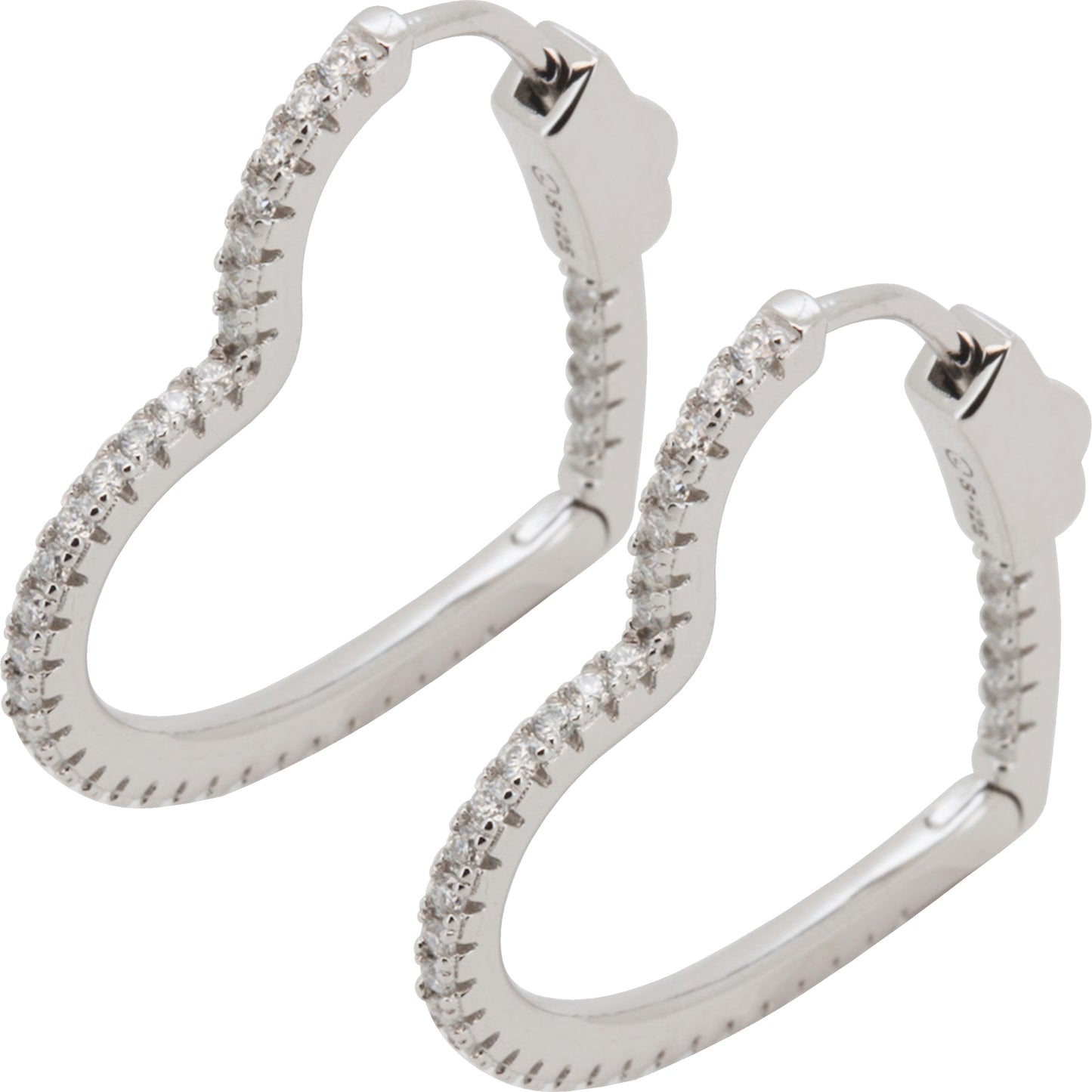 Moissanite 1.5mm x 25mm Heart Hoops