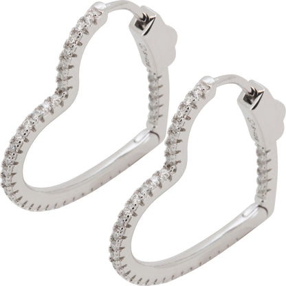 Moissanite 1.5mm x 25mm Heart Hoops