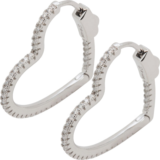 Moissanite 1.5mm x 25mm Heart Hoops