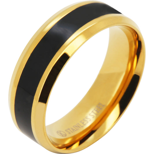 7mm Black Inlay Band Ring Size 7