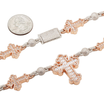 Cross Ball Link Bracelet 8"