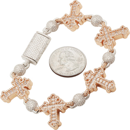 Cross Ball Link Bracelet 8"