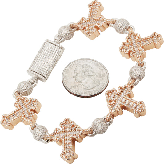Cross Ball Link Bracelet 8"