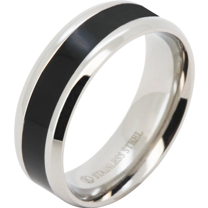 7mm Black Inlay Band Ring Size 11
