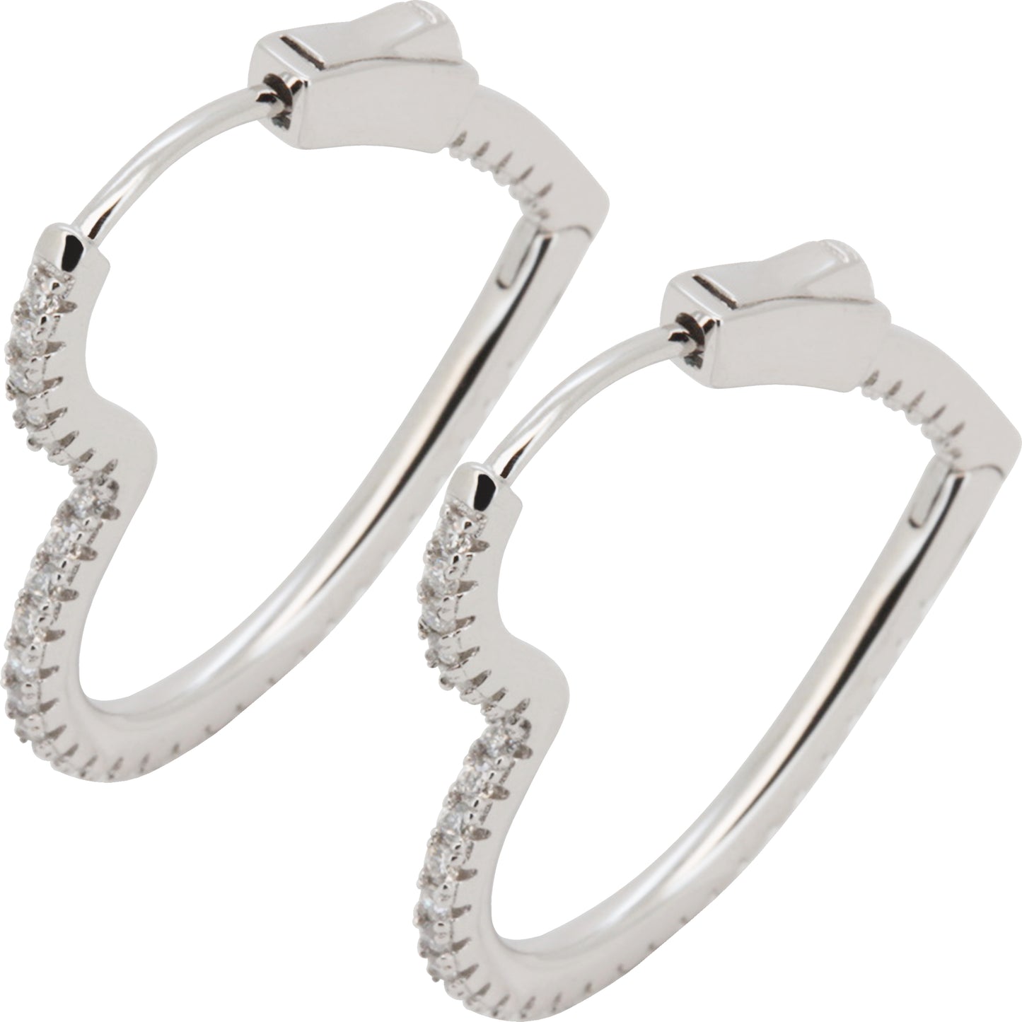 Moissanite 1.5mm x 25mm Heart Hoops