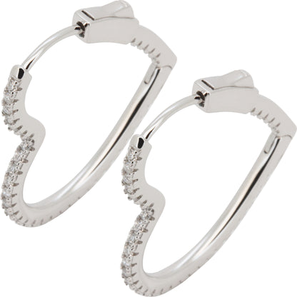 Moissanite 1.5mm x 25mm Heart Hoops