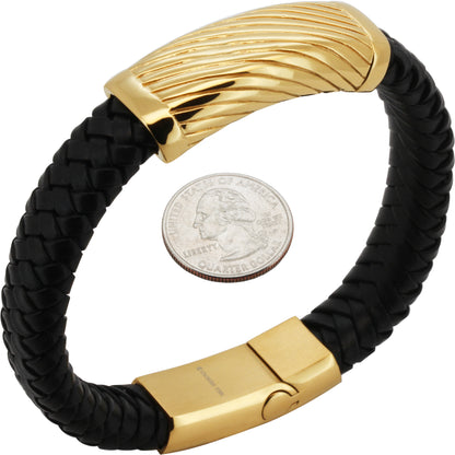16mm Stripe Leather Bracelet 8.5”