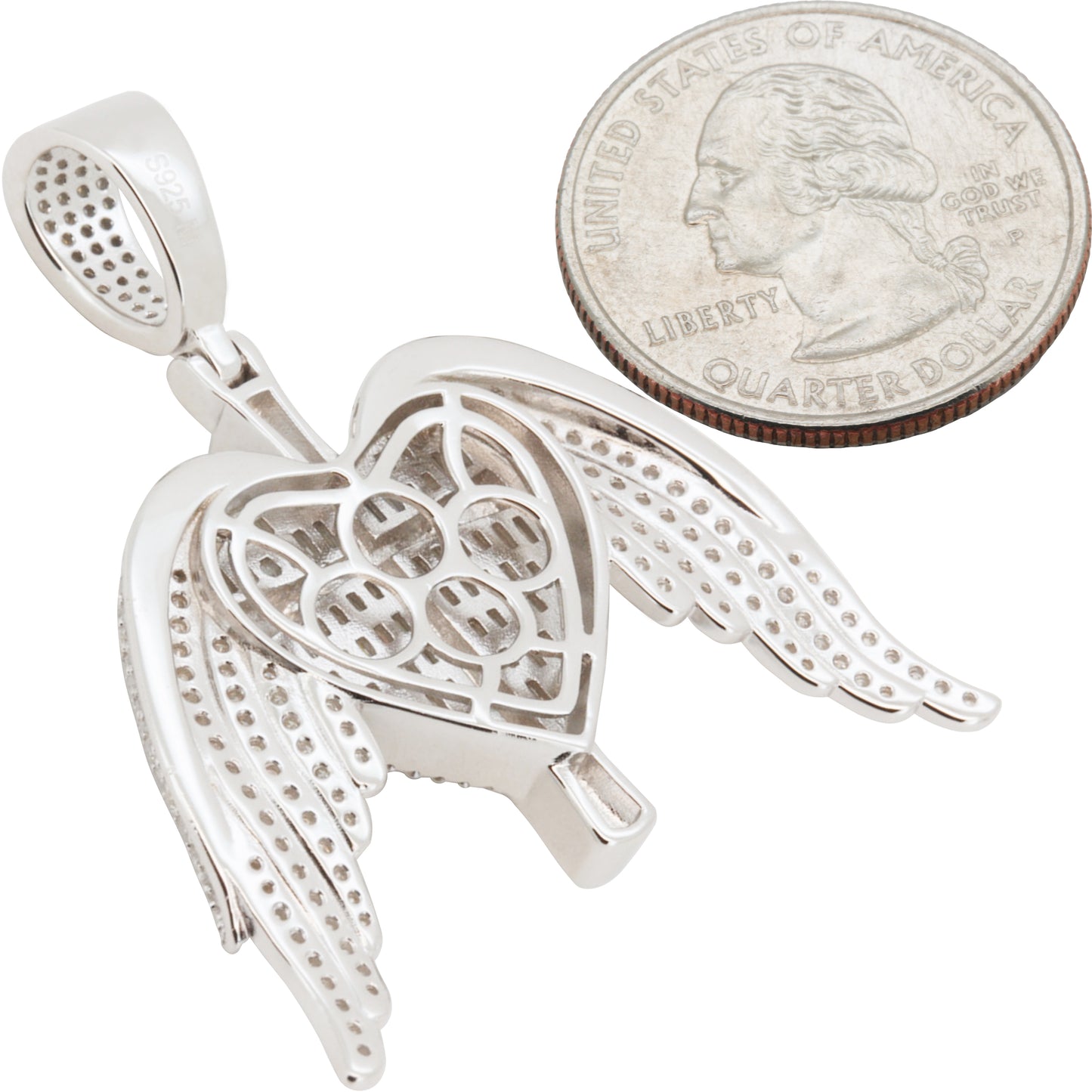 Moissanite Angel Wing Heart Cross Pendant