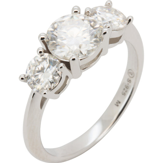 2.5ctw Moissanite Triple Stone Engagement Ring Size 6
