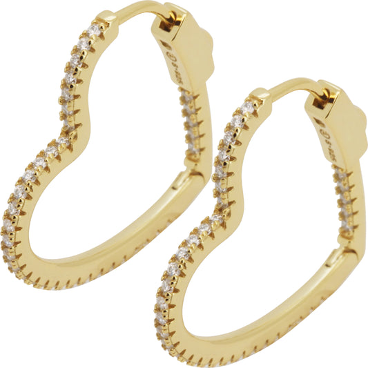 Moissanite 1.5mm x 25mm Heart Hoops