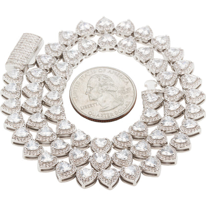 7mm Heart Tennis Chain 17"