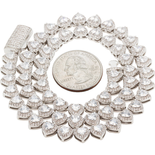 7mm Heart Tennis Chain 17"