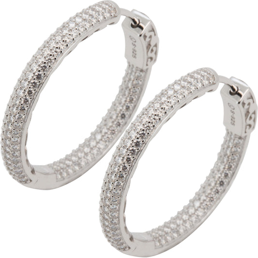 Moissanite 3mm x 25mm Hoops