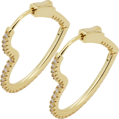 Moissanite 1.5mm x 25mm Heart Hoops