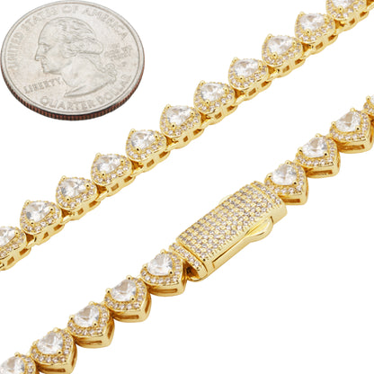 7mm Heart Tennis Bracelet 7"