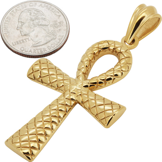 Quilted Ankh Cross Pendant