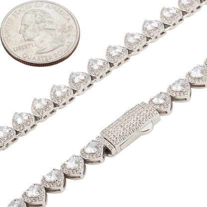 7mm Heart Tennis Chain 17"