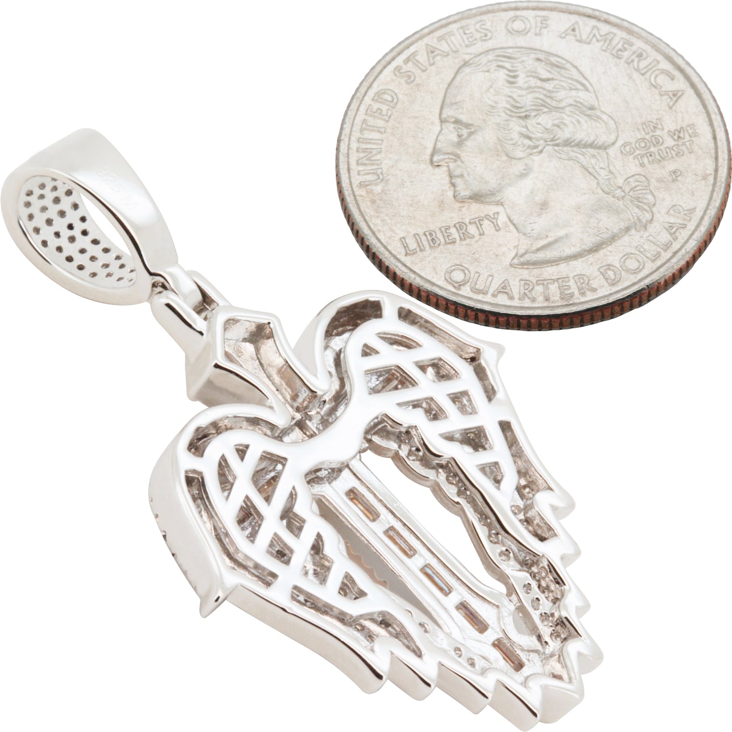 Moissanite Angel Wing Cross Pendant