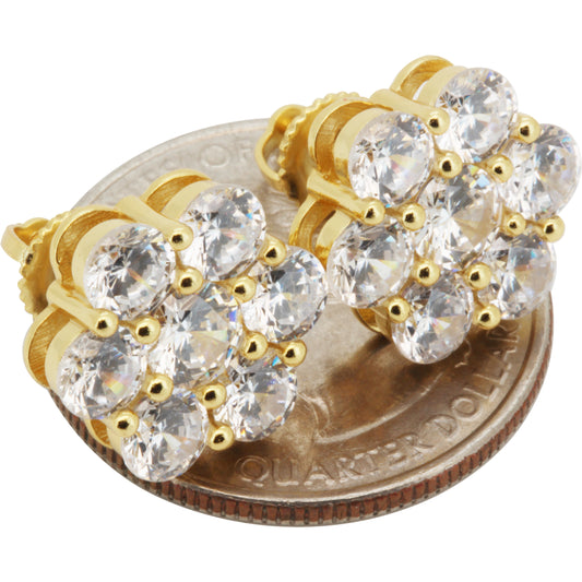 14mm Moissanite Cluster Studs