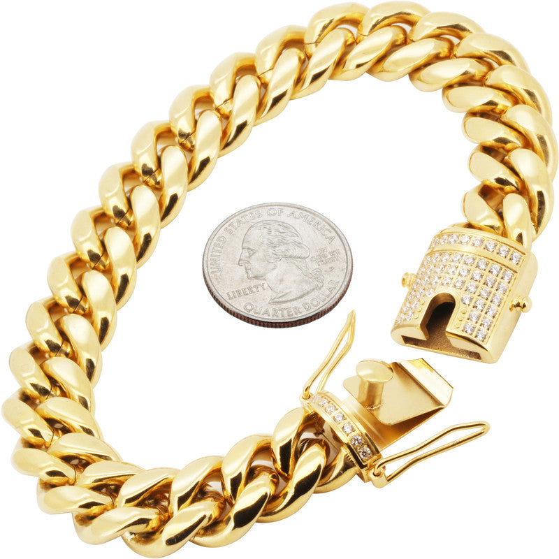 14mm Miami Cuban Link Bracelet 12"