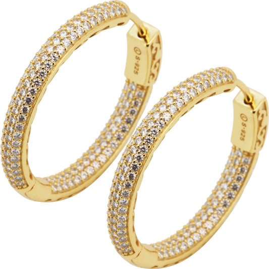 Moissanite 3mm x 25mm Hoops