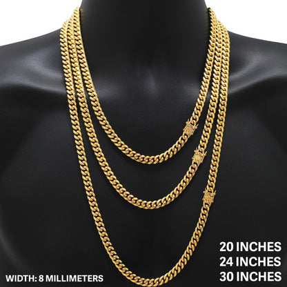 8mm Miami Cuban Link Chain 22"