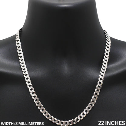 8mm Curb Cuban Link Chain 22"
