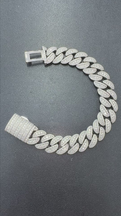 14mm Moissanite Cuban Link Bracelet 8.2"