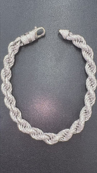 7mm Moissanite Rope Bracelet 8"
