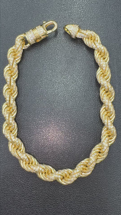 7mm Moissanite Rope Bracelet 8"