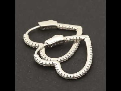 Moissanite 1.5mm x 25mm Heart Hoops