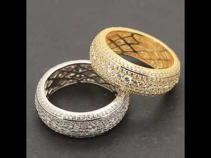 8mm Five-Row Pavé Eternity Band Ring Size 9