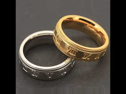 7mm Roman Numerals Band Ring Size 8