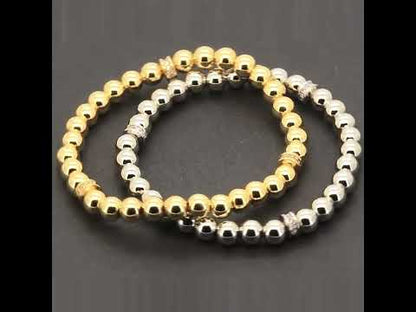 Rondelle Spacer 6mm Beaded Stretch Bracelet 7”