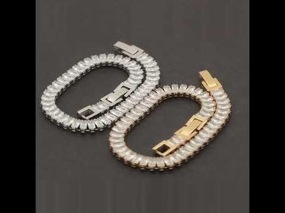 5mm Baguette Cut Tennis Bracelet 6.5”-7.5”
