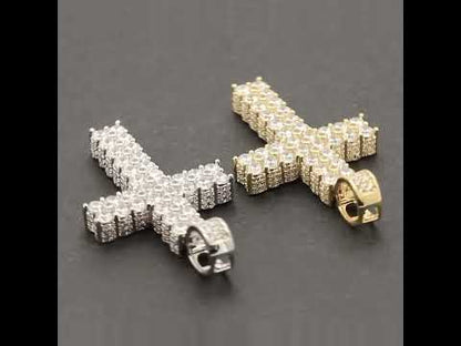 Two-Row Pavé Cross Pendant