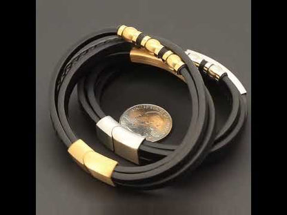 26mm Beaded ID Tag Leather Bracelet 8”