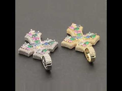 Multicolor Cluster Cross Pendant