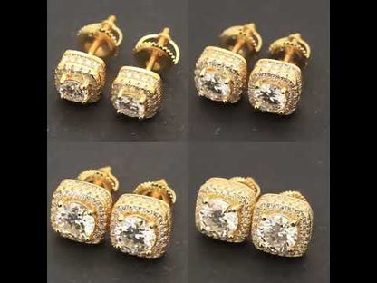 2.96ctw Moissanite 10mm Halo Square Studs