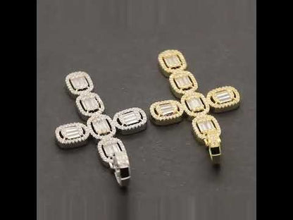 Baguette Segment Cross Pendant