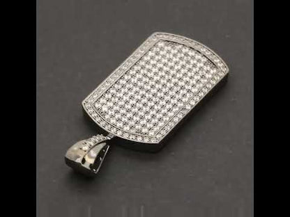Gunmetal Micro‑Pavé Dog Tag Pendant