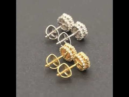 Moissanite Reverse Set 7mm Hexagon Cluster Studs