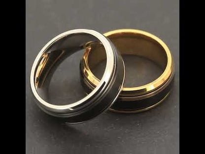 8mm Black Inlay Band Ring Size 8