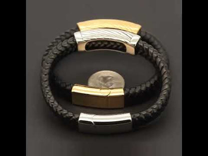 16mm Stripe Leather Bracelet 8.5”