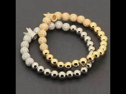 8mm Disco Ball Crown Stretch Bracelet 8"