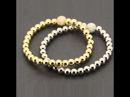 8mm Disco Ball Beaded Stretch Bracelet 7”