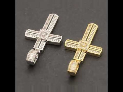 Black Inlay Baguette Cross Pendant