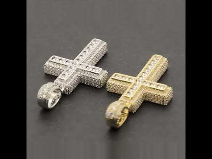 Single Row 3D Pavé Cross Pendant